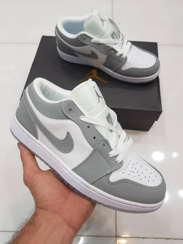 نایک ایر جردن ۱ بدون ساق ولف طوسی Nike air jordan 1 low wolf grey