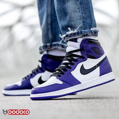 کتانی نایک ایر جردن ۱ کورت بنفش Nike air jordan 1 mid court purple