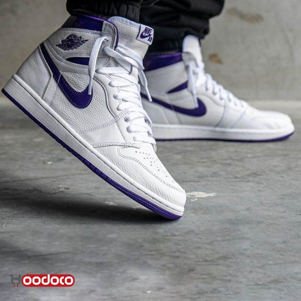 نایکی ایر جردن ۱ متالیک سفید بنفش Nike air jordan 1 high metallic white purple