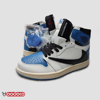 کتانی ایر جردن ۱ تراویس اسکات آبی Nike air jordan 1 high travis Scott fragment blue