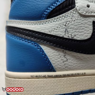 کتانی ایر جردن ۱ تراویس اسکات آبی Nike air jordan 1 high travis Scott fragment blue