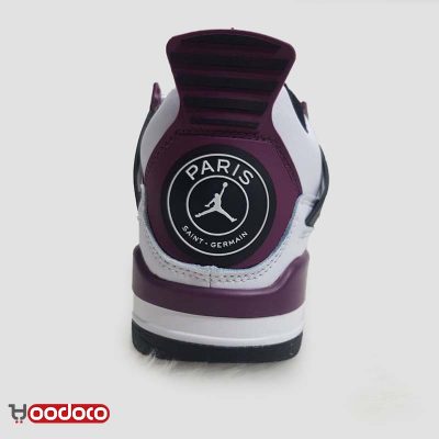 کتانی نایک ایر جردن 4 پاریس سنت ژرمن سفید بنفش Nike air jordan 4 paris saint Germain white and purple