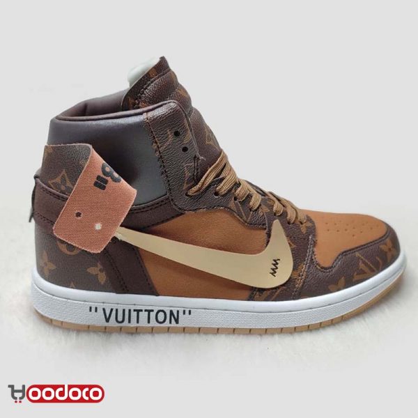 کتانی نایک ایر جردن ۱ آف وایت لوئیز ویتون قهوه ای Nike air jordan 1 high off-white louis Vuitton brown