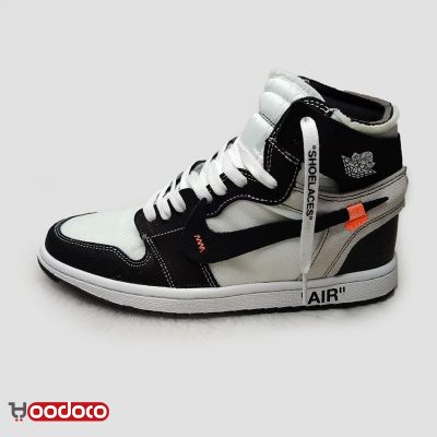 کتانی نایک ایر جردن ۱ آف وایت مشکی سفید Nike air Jordan 1 high off-white black and white