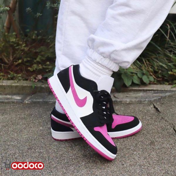 کتانی نایک ایر جردن ۱ بدون ساق سفید ارغوانی Nike air Jordan 1 low white and magenta