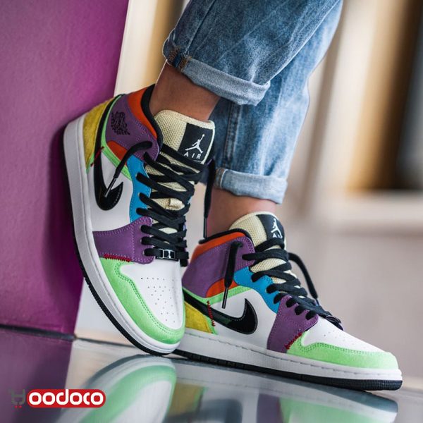 کتانی نایک ایر جردن ۱ بدون ساق مولتی کالر Nike air Jordan 1 low multicolor