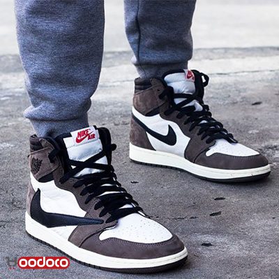 کتانی نایک ایر جردن ۱ تراویس اسکات قهوه ای Nike air jordan 1 high travis Scott cactus Jack brown