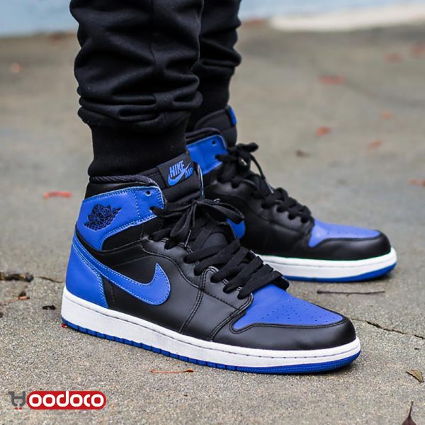 کتانی نایک ایر جردن ۱ رویال مشکی آبی Nike air jordan 1 high royal black and blue