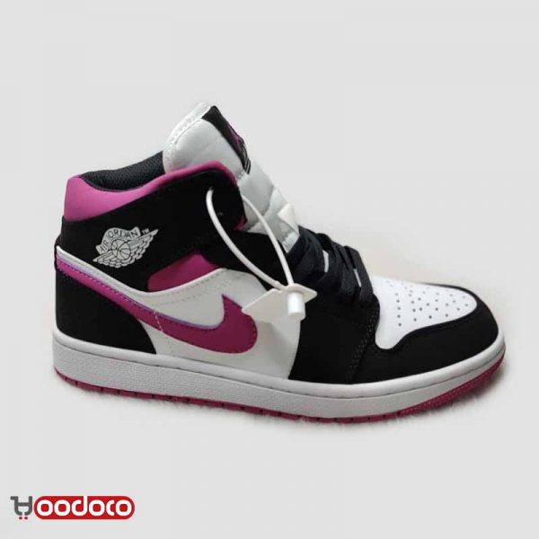 کتانی نایک ایر جردن ۱ سفید ارغوانی Nike air jordan 1 mid white magenta