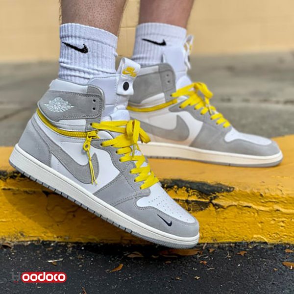 کتانی نایک ایر جردن ۱ سوئیچ طوسی Nike air jordan 1 switch light smok grey