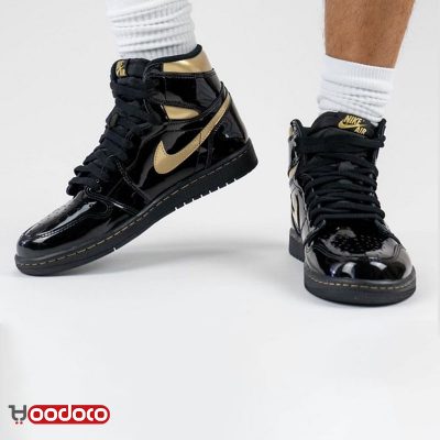 کتانی نایک ایر جردن ۱ متالیک مشکی طلایی Nike air jordan 1 black metallic gold