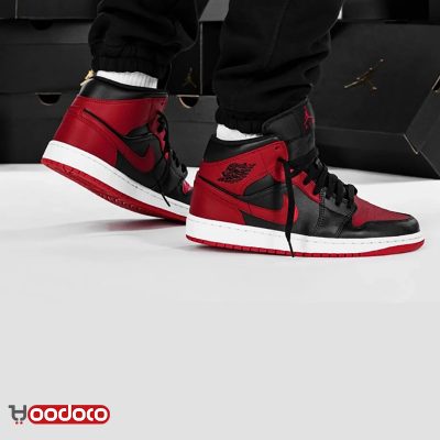 کتانی نایک ایر جردن ۱ مشکی زرشکی Nike air Jordan 1 high black and crimson