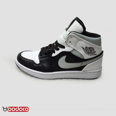 کتانی نایک ایر جردن ۱ مشکی طوسی سفید Nike air Jordan 1 mid black grey white