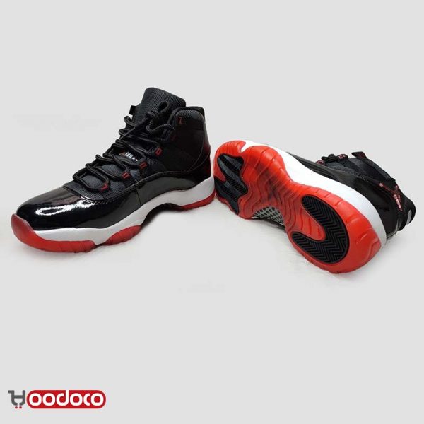 کتانی نایک ایر جردن ۱۱ مشکی قرمز Nike air Jordan 11 high black and red