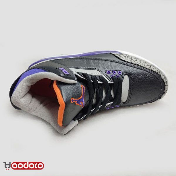 کتانی نایک ایر جردن ۳ رترو مشکی بنفش Nike air jordan 3 retro black and purple