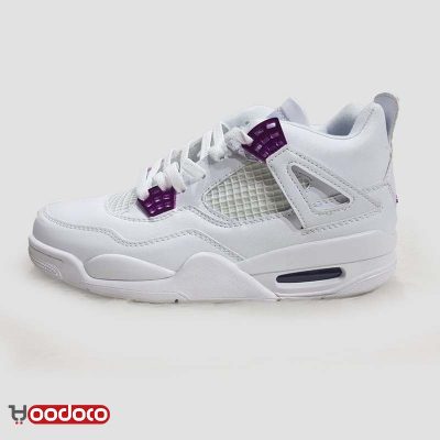 کتانی نایک ایر جردن ۴ متالیک سفید بنفش Nike air jordan 4 metallic white and purple