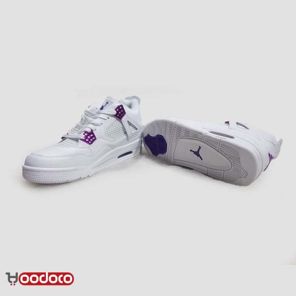 کتانی نایک ایر جردن ۴ متالیک سفید بنفش Nike air jordan 4 metallic white and purple