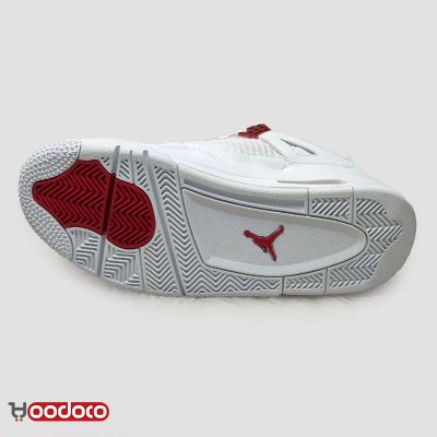 کتانی نایک ایر جردن ۴ متالیک سفید قرمز Nike air Jordan 4 metallic white and red