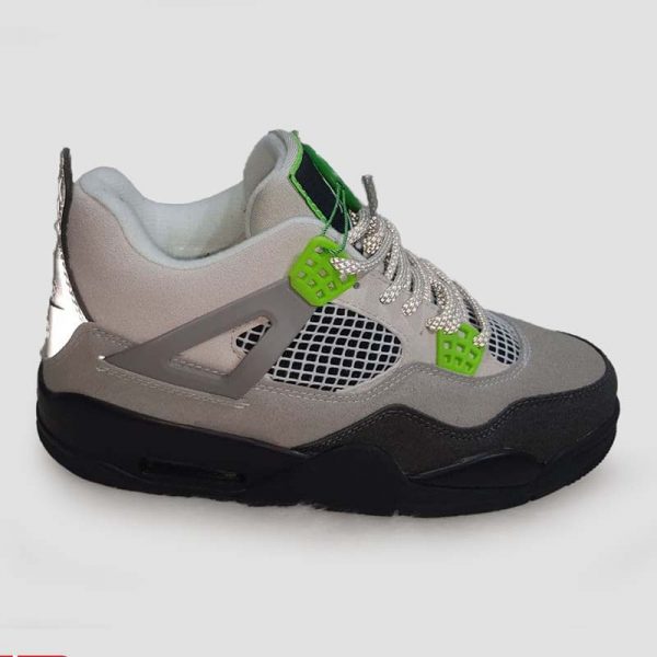 کتانی نایک ایر جردن ۴ نئون طوسی سبز Nike air jordan 4 neon grey and green