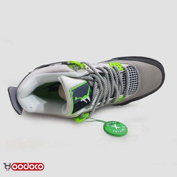 کتانی نایک ایر جردن ۴ نئون طوسی سبز Nike air jordan 4 neon grey and green