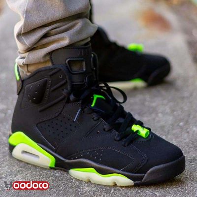 کتانی نایک ایر جردن ۶ الکتریک سبز مشکی Nike air jordan 6 electric green and black