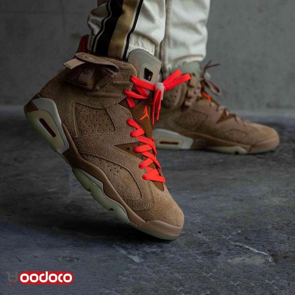 کتانی نایک ایر جردن ۶ تراویس اسکات کرمی Nike air jordan 6 travis Scott cactus Jack cream