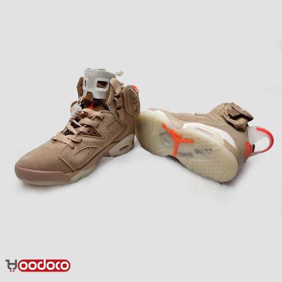 کتانی نایک ایر جردن ۶ تراویس اسکات کرمی Nike air jordan 6 travis Scott cactus Jack cream