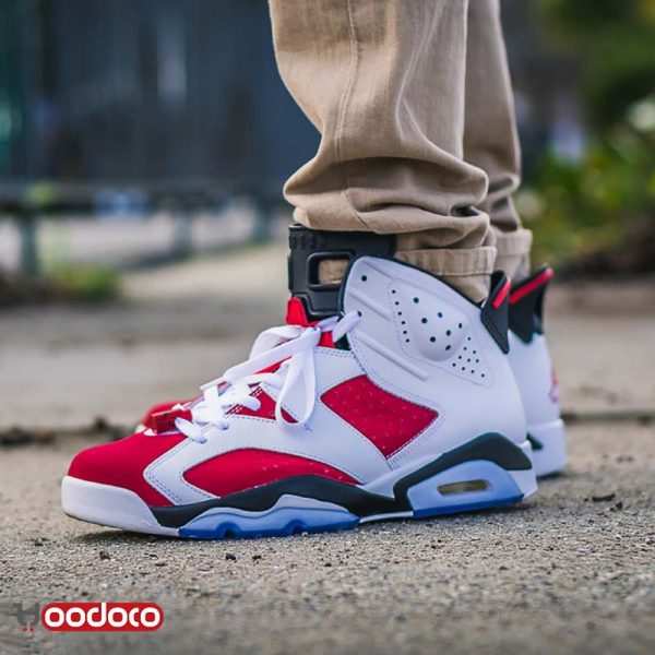 کتانی نایک ایر جردن ۶ رترو سفید قرمز Nike air jordan 6 retro white and red