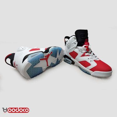 کتانی نایک ایر جردن ۶ رترو سفید قرمز Nike air jordan 6 retro white and red