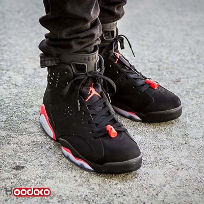 کتانی نایک ایر جردن ۶ رترو مشکی قرمز Nike air jordan 6 retro black and red