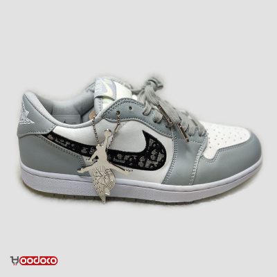 کتانی نایک ایرجردن ۱ بدون ساق دیور طوسی Nike air jordan 1 low dior grey