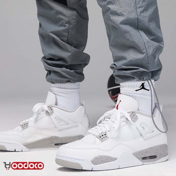 کتانی نایکایر جردن ۴ اورو سفید طوسی Nike air jordan 4 oreo white and grey