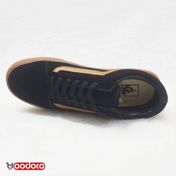 ونس اولد اسکول مشکی قهوه ای چرمی جیر Vans old skool leather