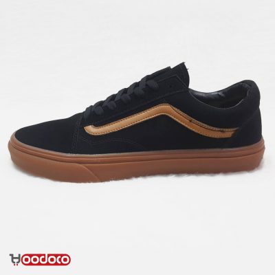 ونس اولد اسکول مشکی قهوه ای چرمی جیر Vans old skool leather