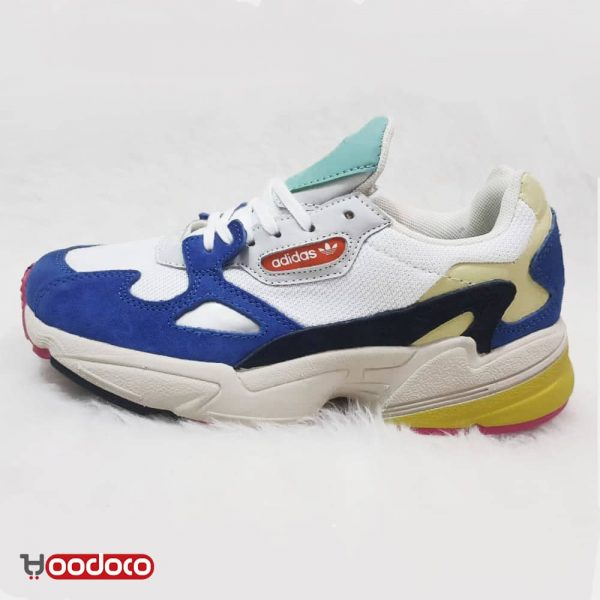 آدیداس فالکن سفید آبی زرد Adidas falcon white and blue and yellow