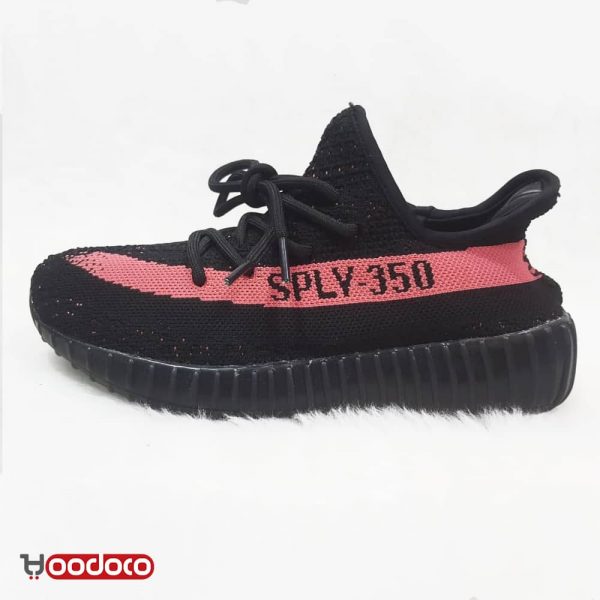 کفش ادیداس یزی بوست 350 اسپیلی مشکی خط صورتی Adidas yeezy boost 350 sply black and pink