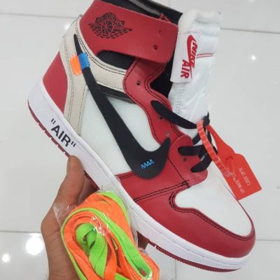 نایک جردن 1 آف وایت زرشکی Nike jordan 1 off white crimson