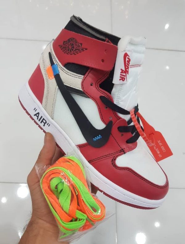 نایک جردن 1 آف وایت زرشکی Nike jordan 1 off white crimson