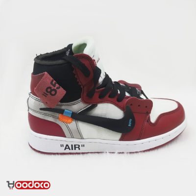 نایک جردن 1 آف وایت زرشکی Nike jordan 1 off white crimson