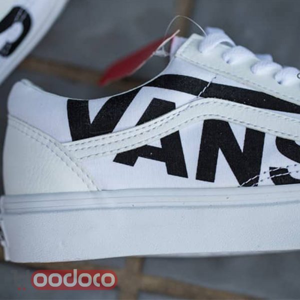 کفش ونس اولد اسکول نوشته ونس سفید Vans Old Skool writing vans white