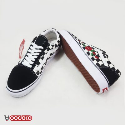 کفش ونس اولد اسکول شطرنجی گلدار Vans Old Skool checker flowers