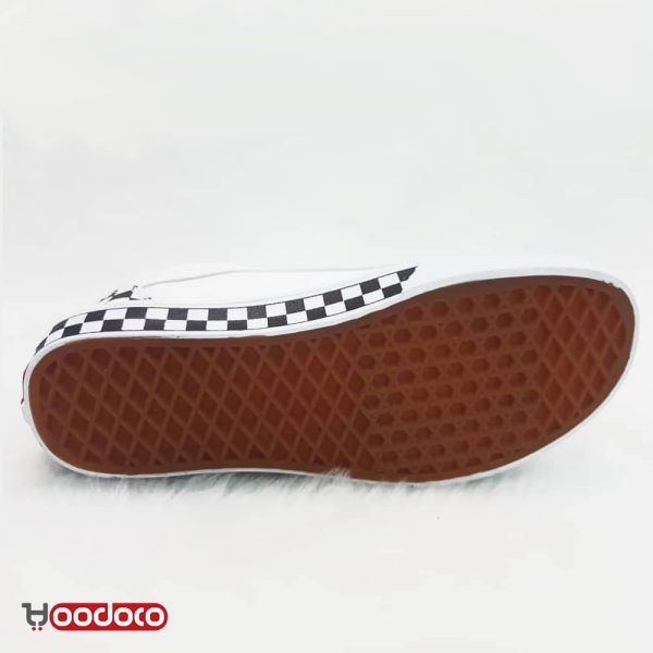 کفش ونس اولد اسکول سفید حاشیه شطرنجی Vans Old Skool checker wite