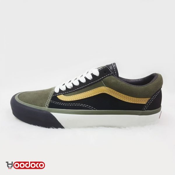 کفش ونس اولد اسکول سبز خط زرد Vans Old Skool green yellow