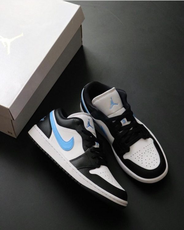 بزودی! ( پیش خرید از طریق واتساپ یا تلگرام 09178830512 ) Nike air jordan 1 low black university blue white