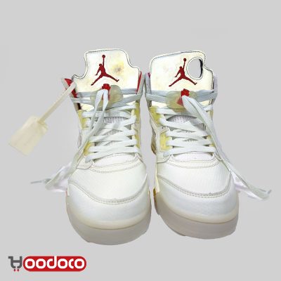 کتانی نایک ایر جردن ۵ آف وایت شیری Nike air Jordan 5 off white milky