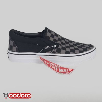 ونس کالج اسلیپ ان شطرنجی مشکی طوسی Vans slip on chess black and grey