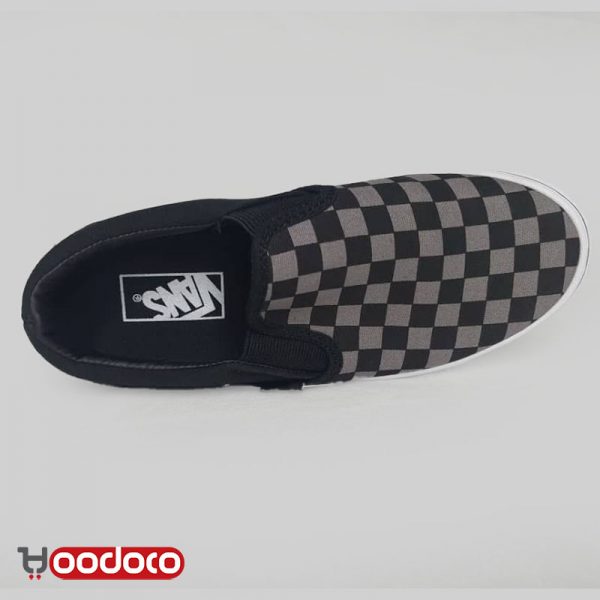 ونس کالج اسلیپ ان شطرنجی مشکی طوسی Vans slip on chess black and grey