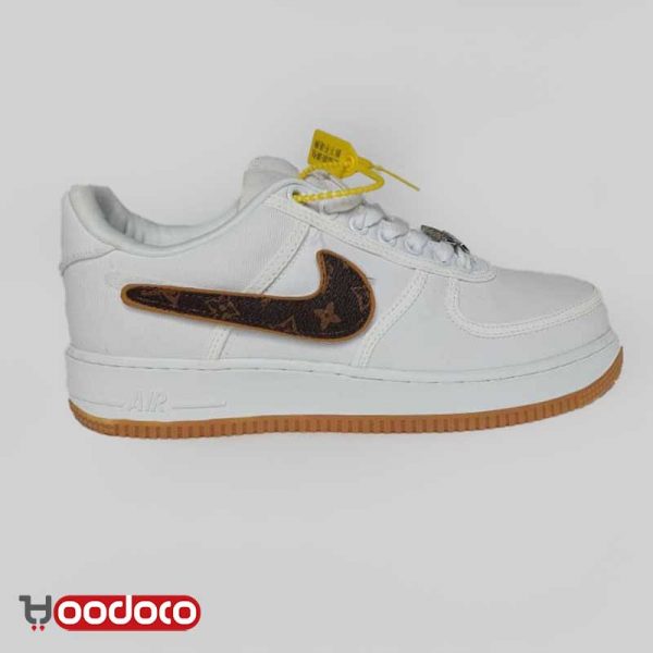 کتانی نایک ایر فورس ۱ تراویس اسکات سفید "لویی ویتون " Nike air force 1 travis Scott "louis Vuitton" white