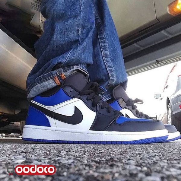 کتانی نایک ایر جردن ۱ بدون ساق آبی تو Nike air Jordan 1 low blue toe