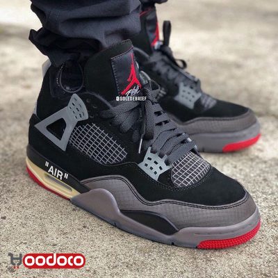 کتانی نایک ایر جردن ۴ آف وایت مشکی Nike air Jordan 4 off white black